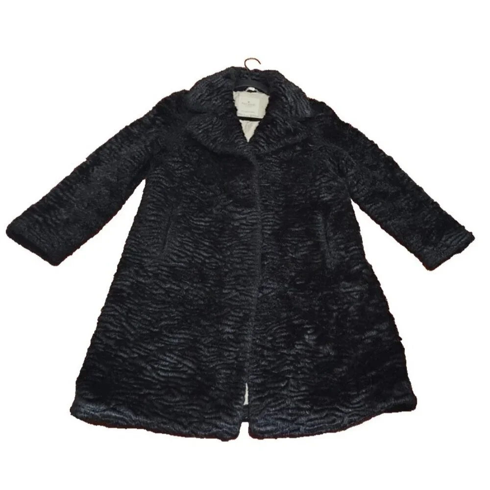 Kate Spade New York Faux Fur Coat Women’s M Elegant Textured Plush Winter Jacket